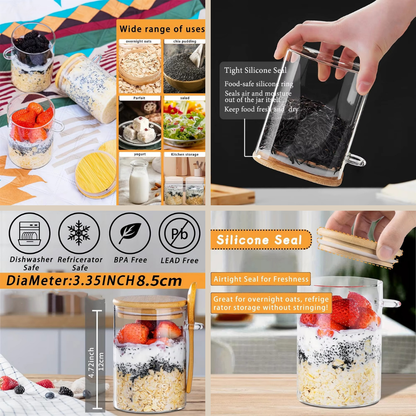 Airtight Bamboo Lids Kitchen Glass Jars