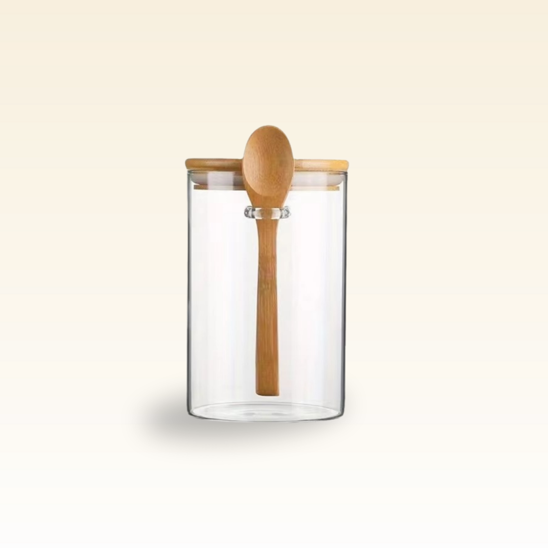 Airtight Bamboo Lids Kitchen Glass Jars