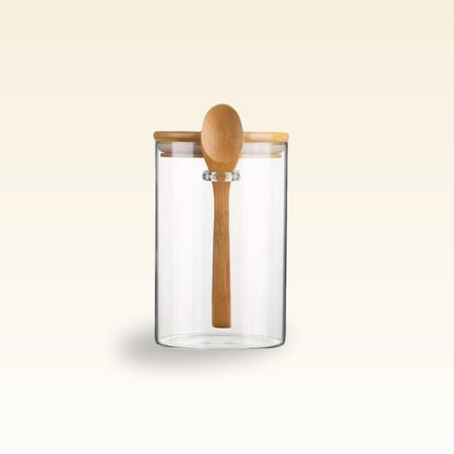 Airtight Bamboo Lids Kitchen Glass Jars